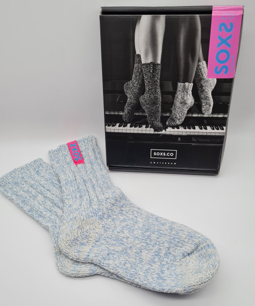 SOXS HELLBLAUE WOLLSOCKEN PINK ICE LABEL MEDIUM (37-41)